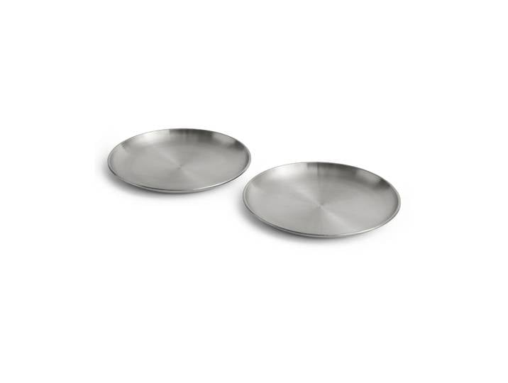 HAY Assiette Outdoor Market Acier inoxydable, Ø26 cm, lot de 2