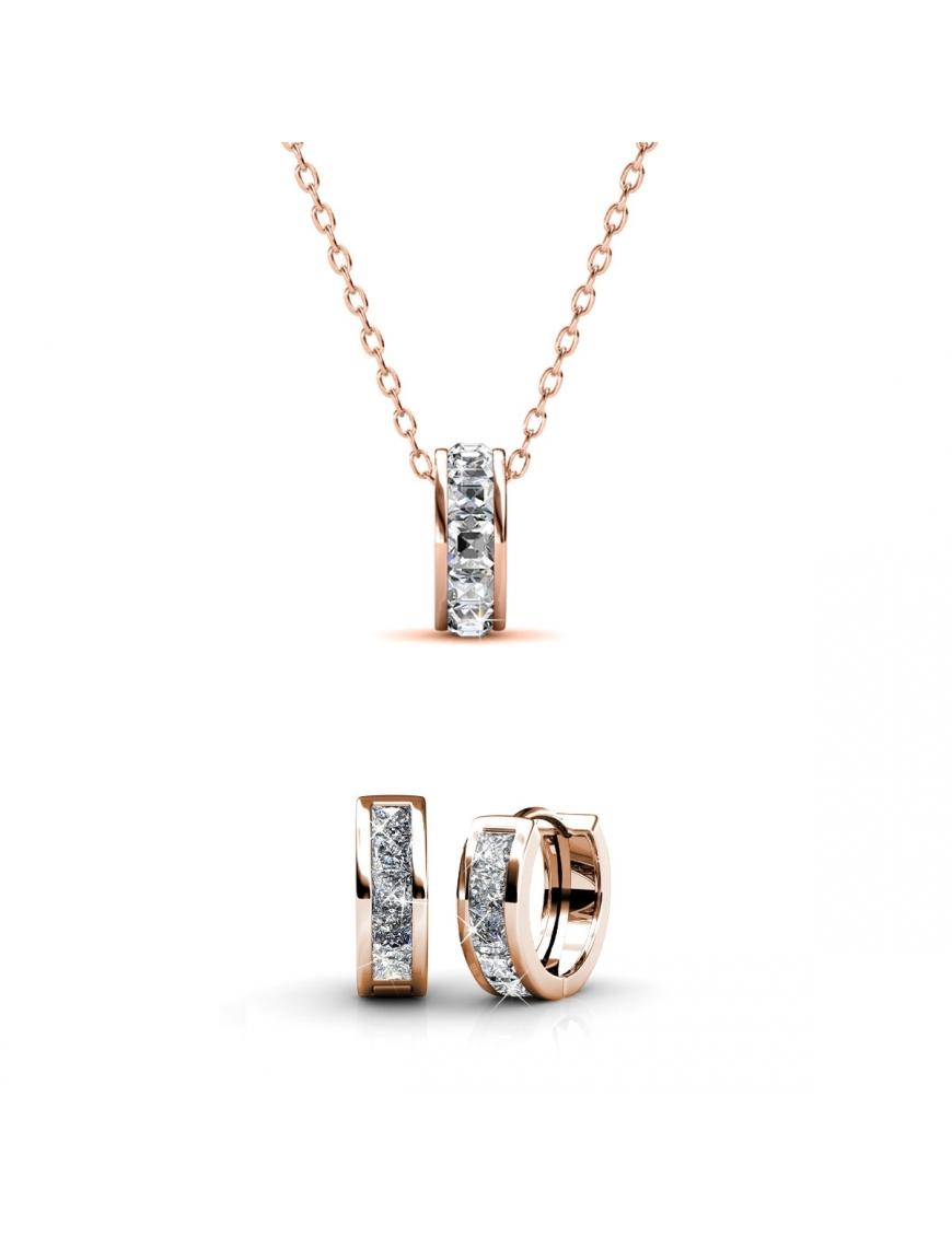 Quadratischer Reifensatz und Box - Rose Gold und Kristall