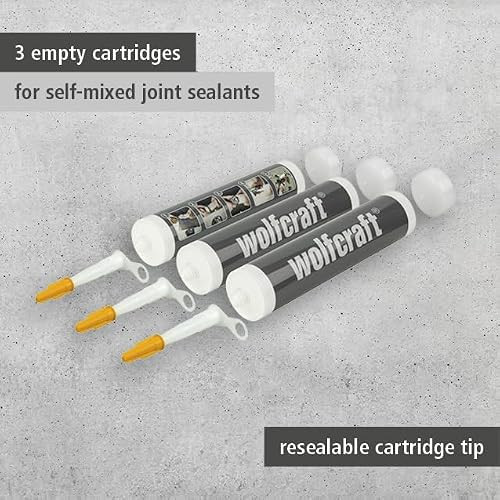 Wolfcraft Set van 3 lege patronen voor voegmassa en kit, 310 ml, grijs