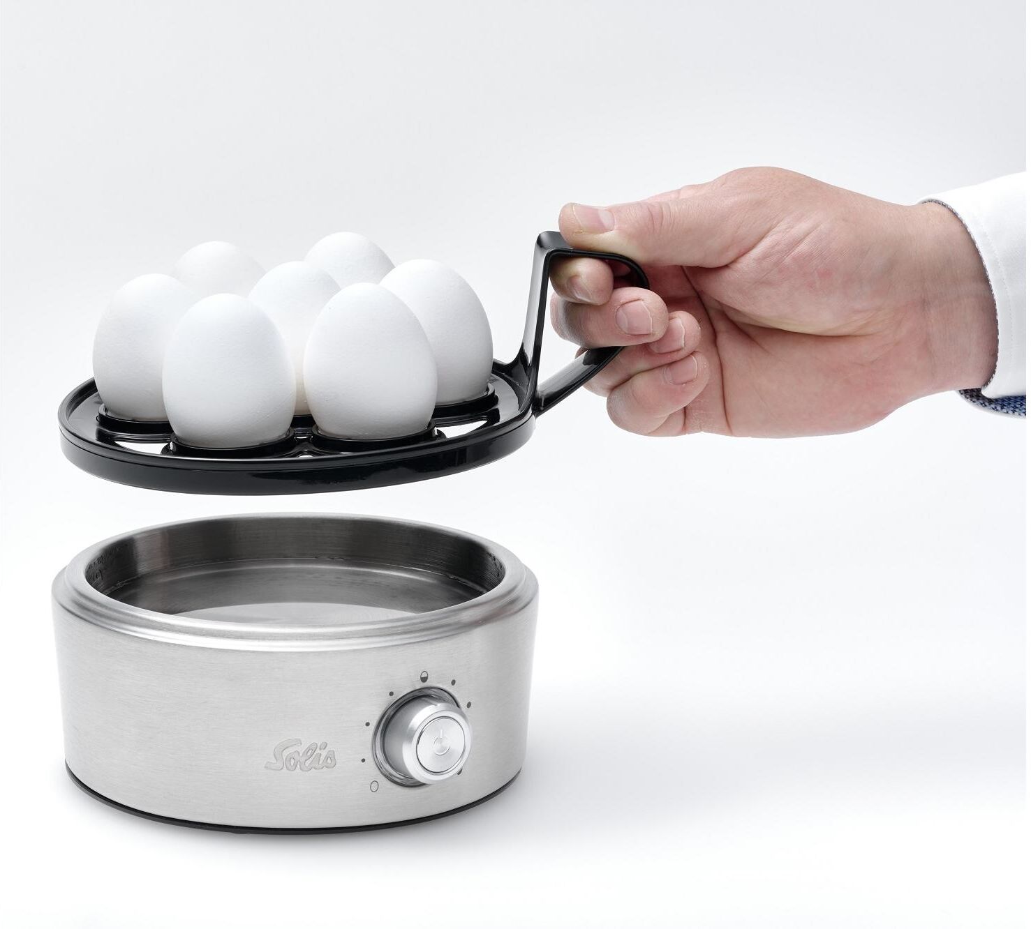 Solis OF SWITZERLAND Eierkocher "Egg Boiler & More 8272 7 Eier", silber (silberfarben), B:17cm H:16cm T:17cm, Eierkocher, Eierkocher silberfarben Einheitsgröße