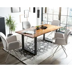 SalesFever »Lando-Amira« Esszimmergruppe Akazie hellgrau Esstisch 180x90 cm