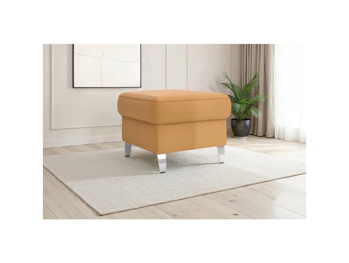 Sit & More Hocker Arngast E, Currygelb, Metall, Echtleder, Nappaleder, quadratisch, 58x48x58 cm, Wohnzimmer, Hocker, Sitzhocker