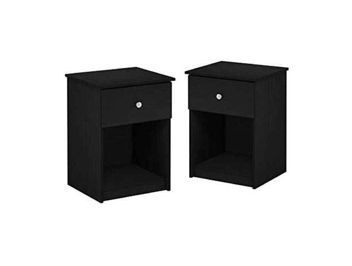 Furinno TIDUR 2er-Set Nachttische mit Schublade, Schwarzeiche Beistelltisch mit Ablagefach, Nachttisch, für Schlafzimmer, Wohnzimmer