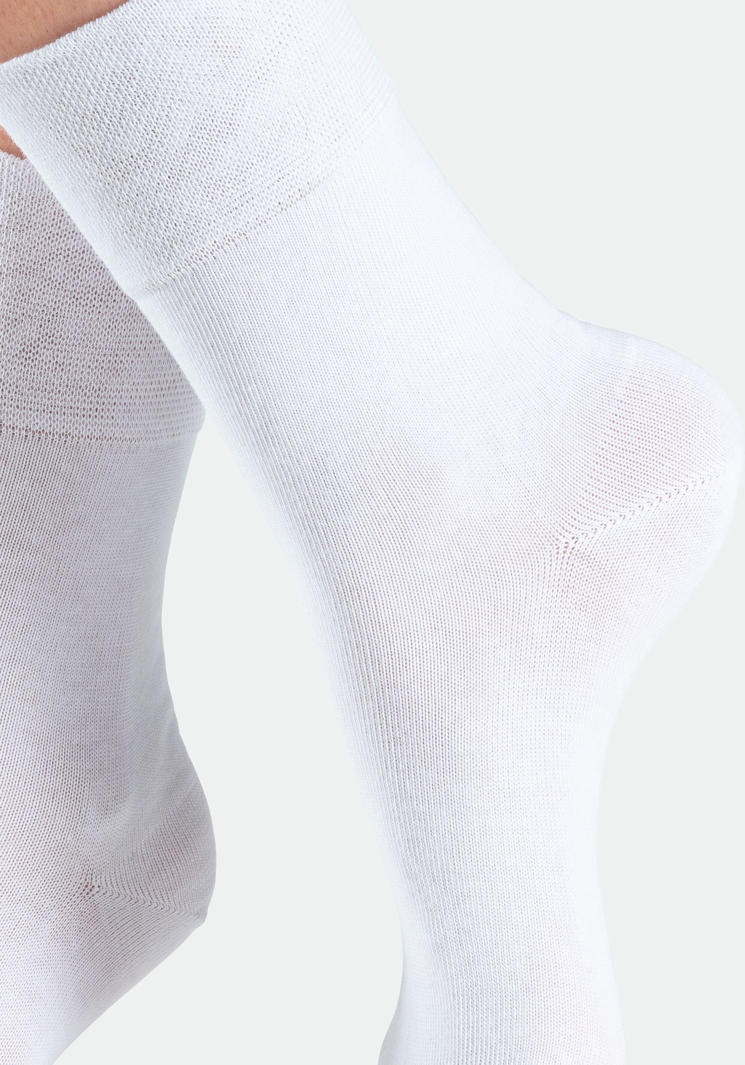 Socken H.I.S "Diabetikersocken Damen Herren Socken", Damen, Gr. 35-38, weiss (3x weiß), Baumwolle, Elasthan, Polyamid, unifarben, elastisch, Socken Socken, mit Komfortbund auch für Diabetiker geeignet 3x weiß 35-38