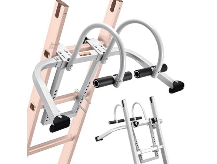 VEVOR Ladderstabilisator, 2-in-1 afstandhouderhaak voor verlengwandladders, accessoires voor dak-nokladders, horizontaal/verticaal, T-stang met stalen rubberen handgreep, snelle toegang tot steile