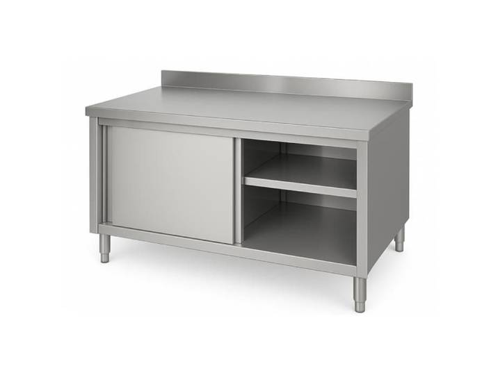 Meuble de préparation - PESAGE MB - Central adossé - Profondeur 700 mm - Longueur 1200 mm - Portes coulissantes