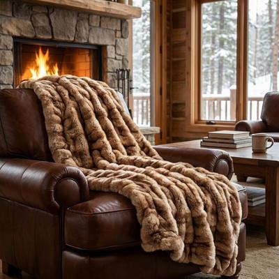 Plutus Brands Plutus Frost Mink Light Brown Faux Fur Luxury Throw