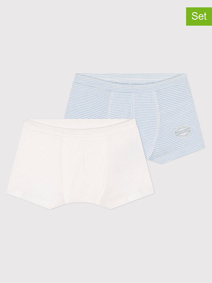 PETIT BATEAU 2er-Set: Boxershorts in Hellblau/ Weiß - 92