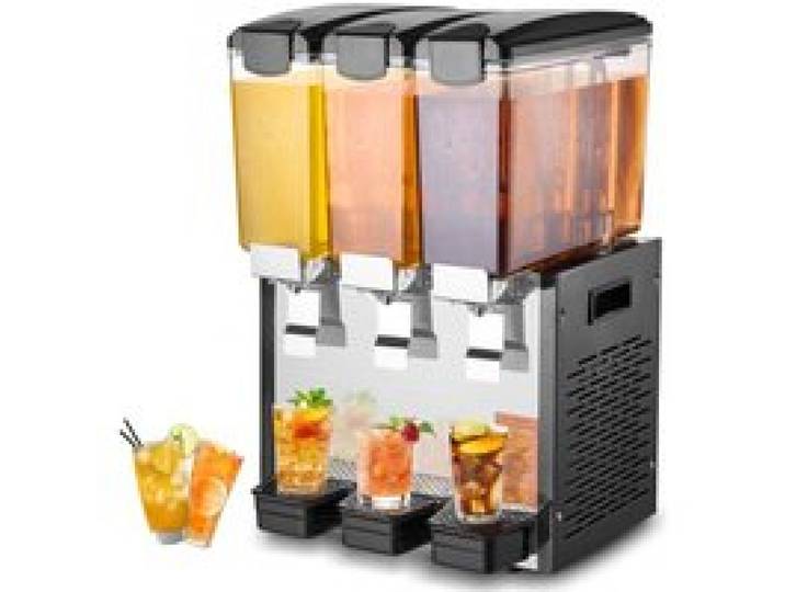 VEVOR Distributeur de Boissons Commercial 3 Réservoirs de 10 L, Fontaine à Eau 440 W, Distribution de Jus Limonade Thé Glacé, Température de Refroidissement 7-12 ℃, pour Restaurant, Hôtel, Café