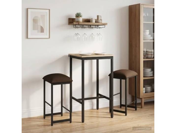 YUTAASU Barhocker 2er Set Taupe 40 x 32 x 64 cm Holzwerkstoff