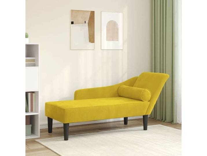 Chaise longue avec coussins jaune velours 4007594