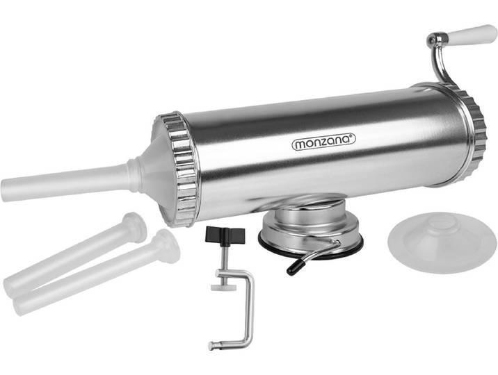 Monzana Worstenvuller - 2\,5kg vulcapaciteit 58x16x11\,5cm - Zilver