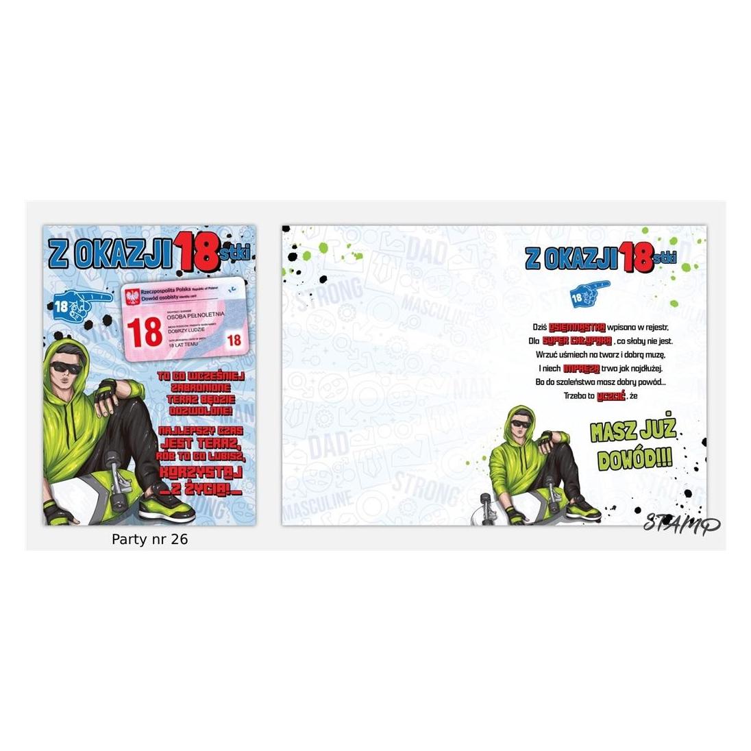 Stamp Partykarte B6 + Umschlag Muster Nr. 26 Geburtstag 18 (47997470)