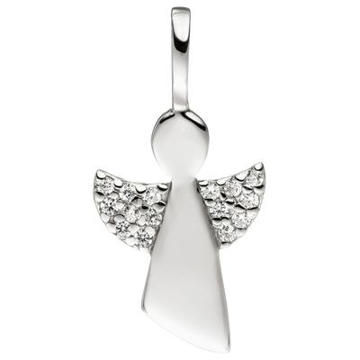 Engelanhänger JOBO "Anhänger Schutzengel", silber (silber 925), Schmuckanhänger, Damen, Silber 925 (Sterlingsilber), 925 Silber mit 15 Zirkonia
