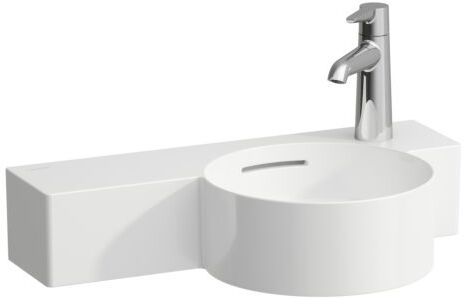 LAUFEN Val Handwaschbecken H8152847578121 55x31,5cm, Ablage links, mit Überlauf, mit Hahnloch, schneidbar, weiß matt