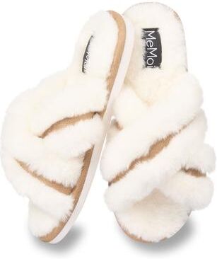 "Women's Women's ""Serina"" Plush Faux Fur Slippers by MeMoi in Ivory (Size S)"