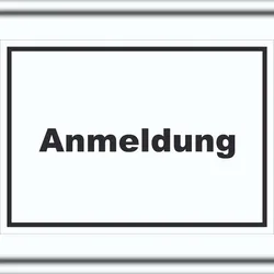 HB-Druck Anmeldung Schild mit Text Aufnahme waagerecht A6 (105x148mm)