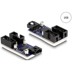 DELOCK 61100 - USB 2.0 2-Port Pfostenstecker Hub, 1x 4-Pin auf 2x 9-Pin