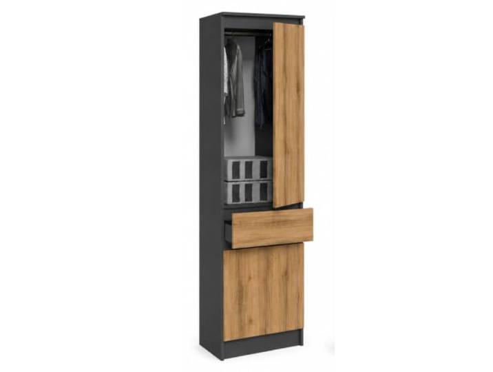 BDW DIEGO Kleiderschrank mit Schublade, 50 cm breit Wählbare Innenaufteilung, Türanschlag links oder rechts, eine Schublade, für Flur, Schlafzimmer oder Büro