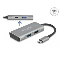 DELOCK HUB USB 3.2Gen2 Typ-C 3xTyp-A Bu 1xTyp-C Bu extern