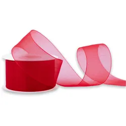 Creativery 38mm Organzaband 25m Chiffonband Schleifenband Geschenkband Stoffband Breit Rot