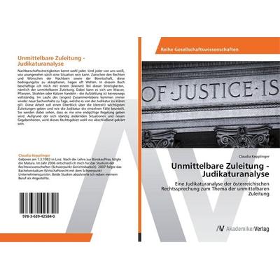 Unmittelbare Zuleitung - Judikaturanalyse, Taschenbuch von Claudia Kepplinger, AV Akademikerverlag, 978-3-639-42584-0