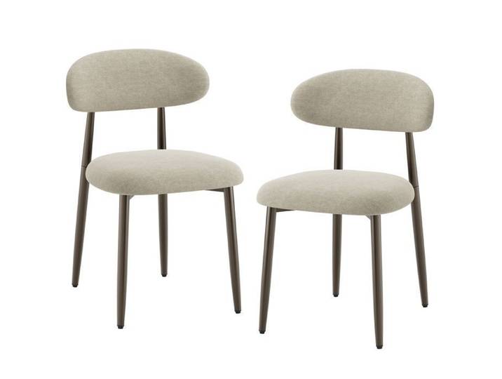 COLAMY Lot de 2 chaises de salle à manger dossier incurvé ergonomique pieds en métal finition bronze design moderne marron