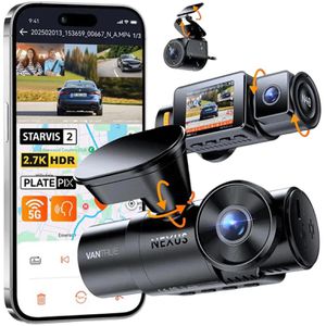 Vantrue Dashcam Nexus 4S, Auto, 2,7K Weitwinkel-Kamera 158°, Rückfahr-& Innenkamera WLAN & GPS