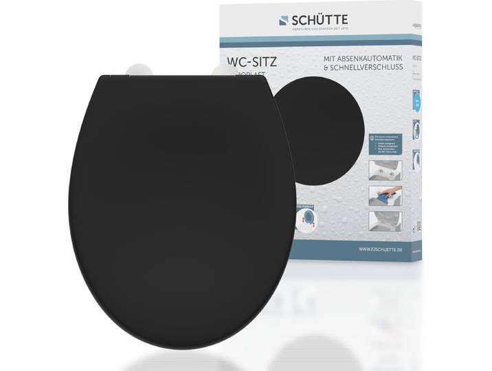 SCHÜTTE Duroplast WC Sitz, Toilettendeckel mit Absenkautomatik und Schnellverschluss, Toilettensitz