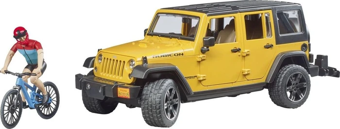 Bruder - JeepWrangler Rubicon Unlimited, 1 Mountainbike und Radfahrer