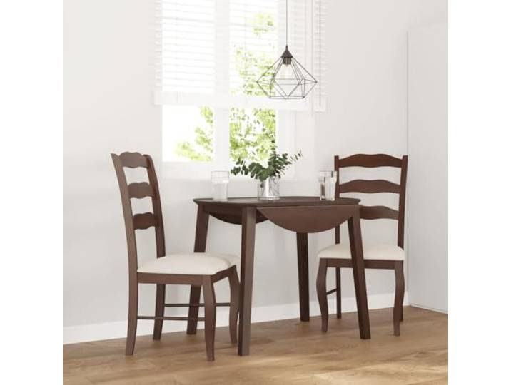 HEFZGDB Esszimmerstühle mit Kissen 2 Stück Braun Massivholz Gummibaum Ergonomische Sitzmöbel für Wohnbereich