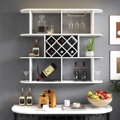 Abrihome "47.24"" Rustic Large Wall Mounted with Wine Glass Holder"
