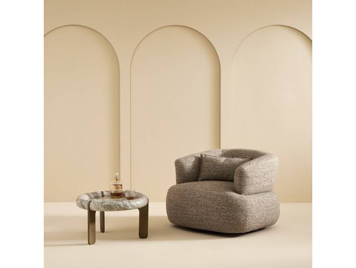 Fauteuil pivotant en tissu brun