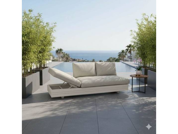 Zebra Cubo Neo Gartenloungesofa verstellbar Aluminium/Sunproof Taupe Sand