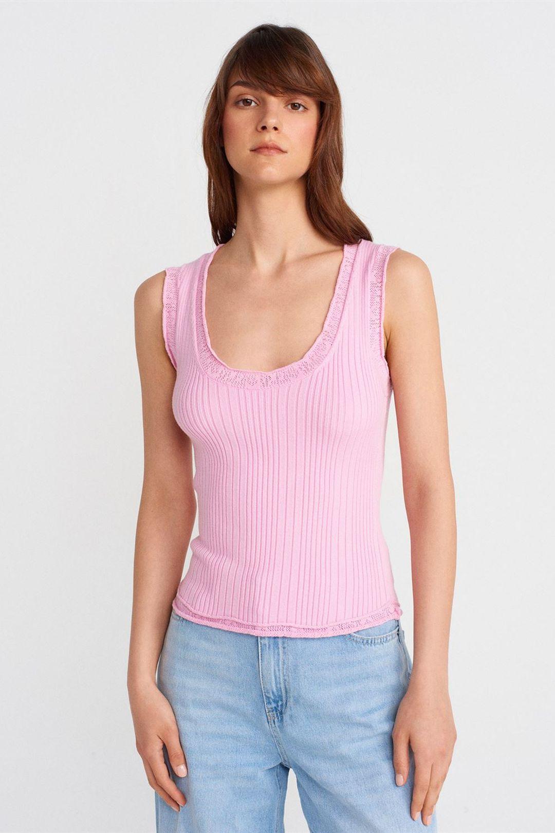 Geribbelde Mouwloze Cami Blouse
