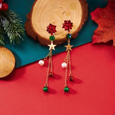 Multicon Wholesale Hub Cute Snowman, Colorful Crystal Zircon, Dangle Earrings For Women, Christmas Tree Snowflake Bow, Xmas New Year Party Gift 15