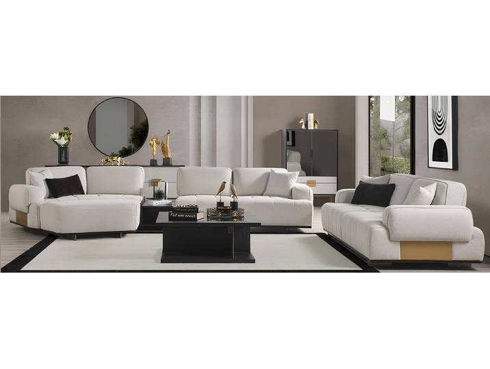 Xlmoebel Ecksofa Ecksofa in L-Form aus Textil in neutralen Farben, Ecksofa L-Form, Hergestellt in Europa