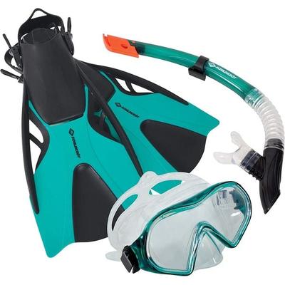 Schnorchel Set CAYMAN petrol-green (3-teilig, im Meshbag)