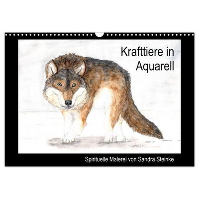 Krafttiere in Aquarell (Wandkalender 2026 DIN A3 quer), CALVENDO Monatskalender