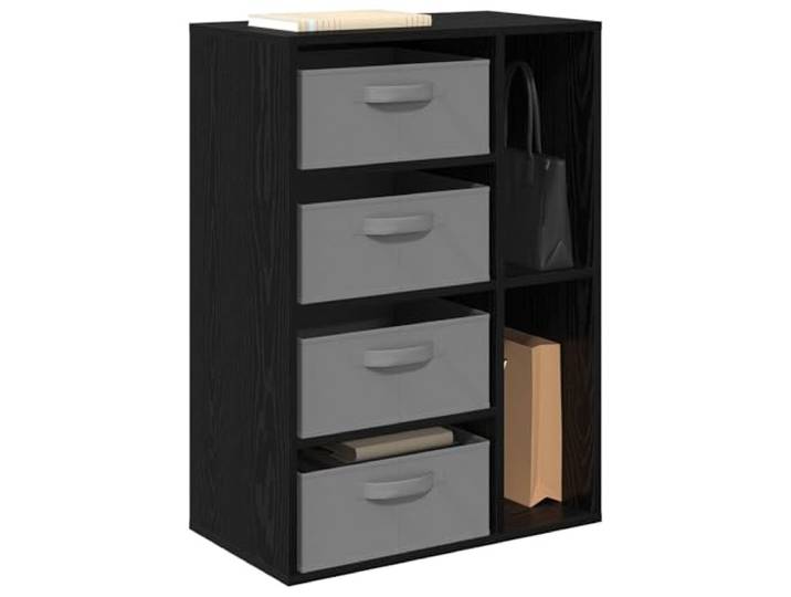 KTHLBRH Sideboard Eiche schwarz 60 x 33,5 x 84 cm 4 Schubladen 4 Technisches Holz, versenkte Griffe, minimalistisches Design, 20 kg pro Regal, Montage erforderlich