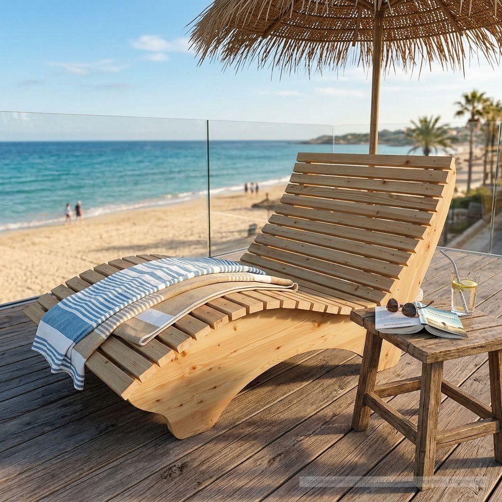 Holzliege Wellenliege Waldsofa Relaxliege Gartenliege "Ruhe-Vroni" (Lärche) Breite 140cm Himmelsliege