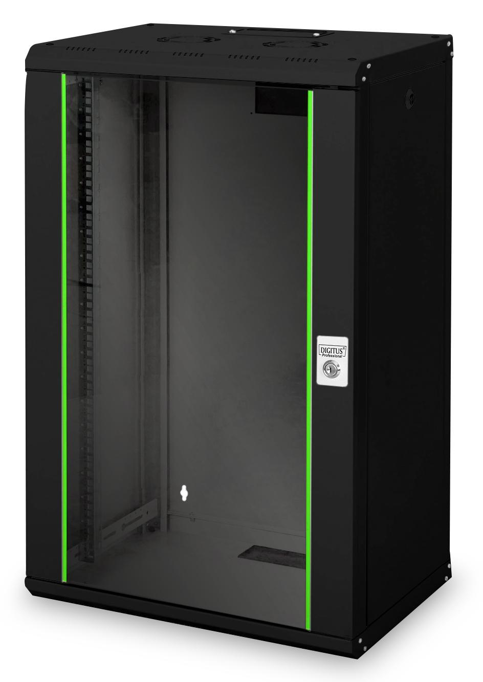 Digitus Wandgehäuse Unique Serie - 600x450 mm (BxT), Wandmontiertes Regal, 20U, 100 kg, Schwarz