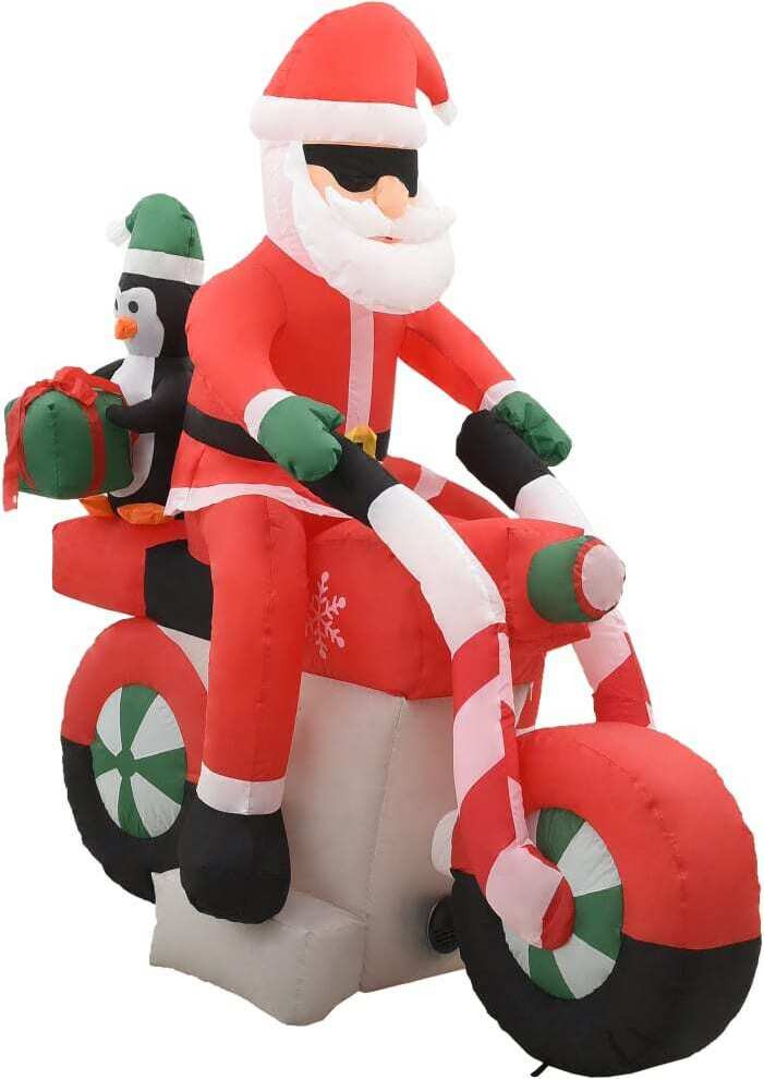 vidaXL Opblaasbare kerstman op motorfiets met LED-verlichting, IP44, 160 cm