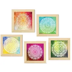 POSTER Set Mit 5 Mandala Illustration 20X20cm Rahmenlos