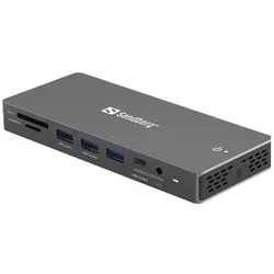 Sandberg Docking Station Pro (USB-C, 11 Ports), Dockingstation + USB Hub, Grau