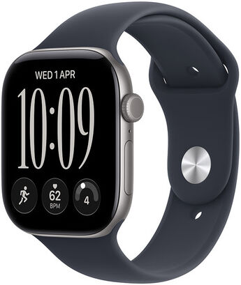 Apple Watch Series 12 GPS, cassa 42 mm in alluminio grigio siderale con cinturino Sport blu marino - M/L