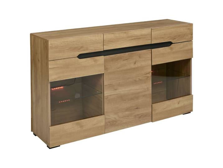 Buffet LED Meuble de salon 3 portes 3 tiroirs Commode