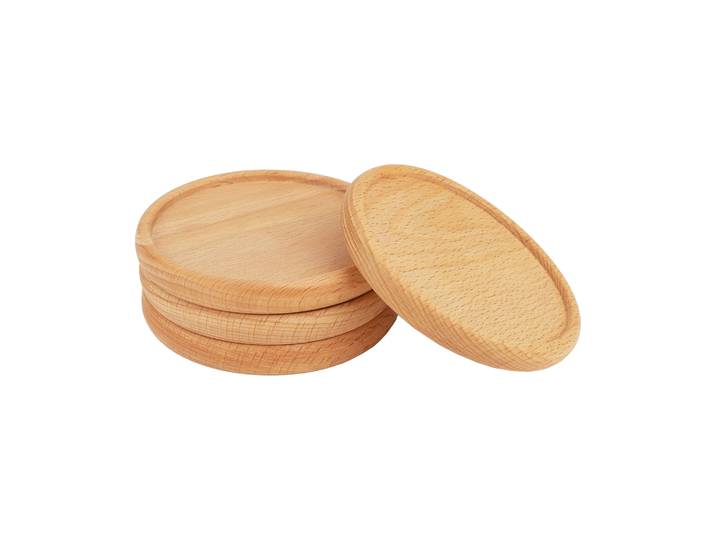 QUVIO Onderzetters set van 4 - Rond - Hout