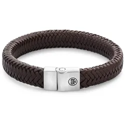 Rebel & Rose RR-M0022-S Herren-Lederarmband Full Metal Herringbone Braun Matt, 19 cm