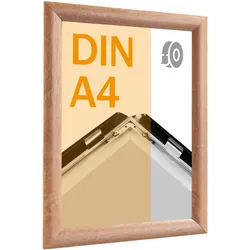 Klapprahmen A4, selbstklebend holzoptik hell  | Gehrung, Aluminium
